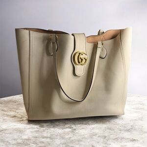 Gucci Cream Leather Tote Bag